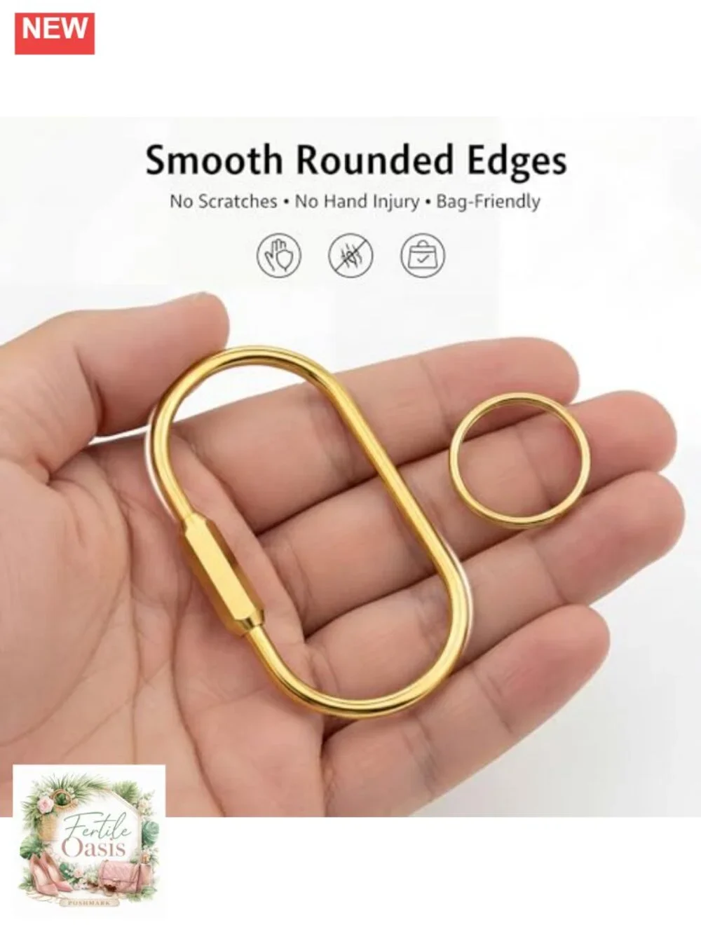 8 Pack Solid Brass Carabiner Key Rings Screw Lock Keychain Clips Bag Charm
